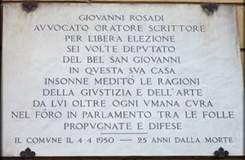  Giovanni Rosadi Targa situata in via Lupi 9 a Firenze